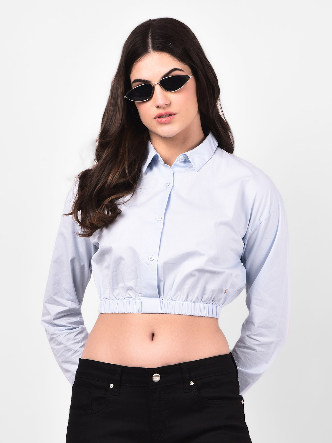 Numero Uno Women Cropped Button-Up Shirt
